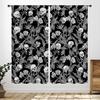 Gothic Skull Window Curtains,Boho Black Red Floral Rose Witchy Mysterious Skull Skeleton Printing Windows Drapes for Bedroom