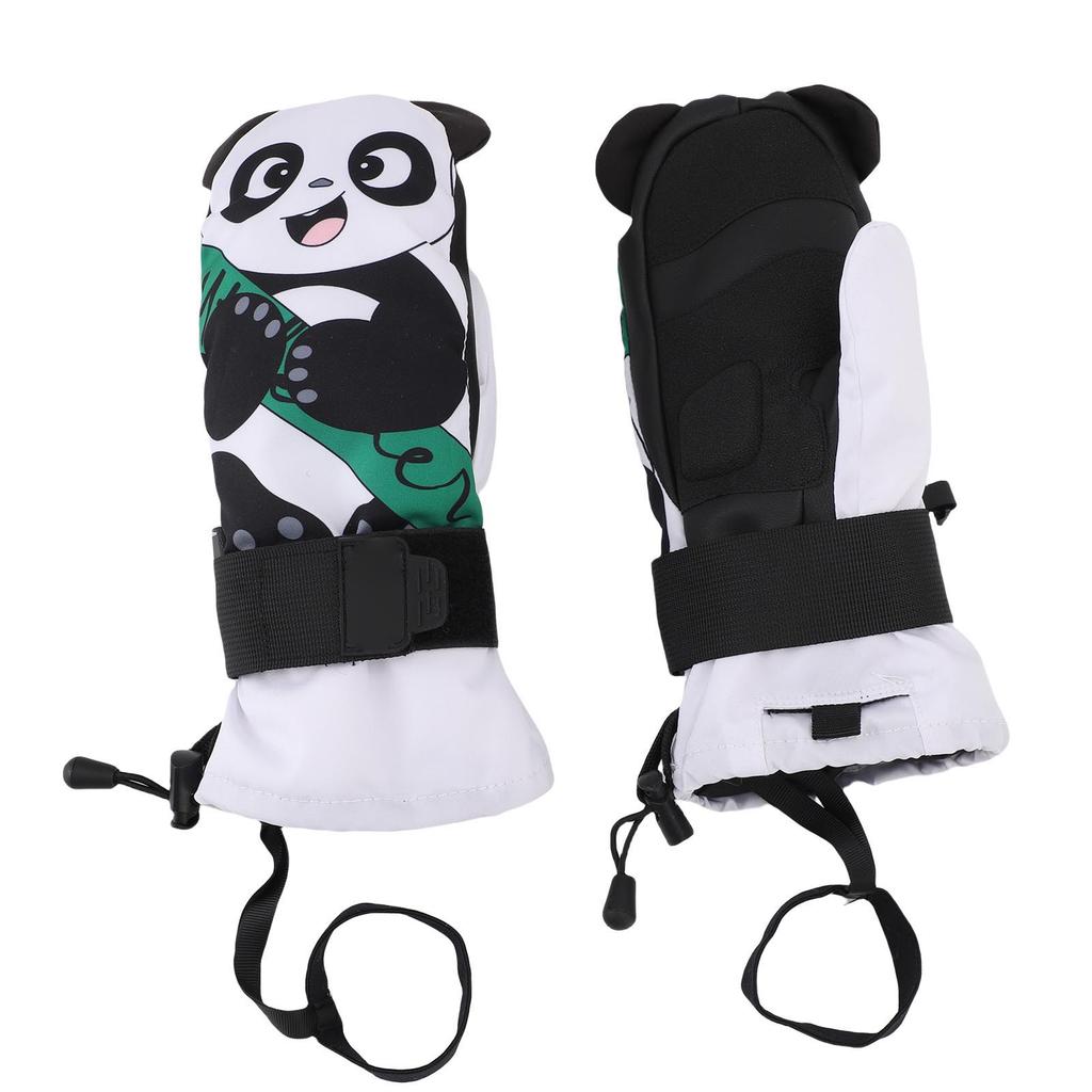 1 para rękawic narciarskich dla juniorów, antypoślizgowe rękawice śnieżne, ciepłe, odporne na ścieranie, wodoodporne rękawice snowboardowe Pand