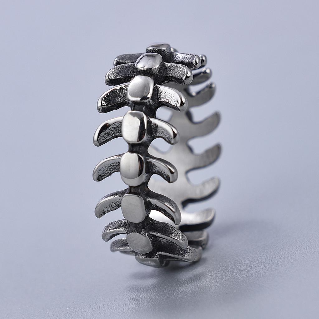 Stainless Steel Fade Resistant Dragon Bone Design High Street Retro Unisex Hip Hop Personality Ring