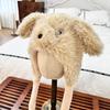 Thickened Plush Hat Female Winter Cute Moving Cartoon Ears Warm Ear Protection Cycling Pullover Hat
