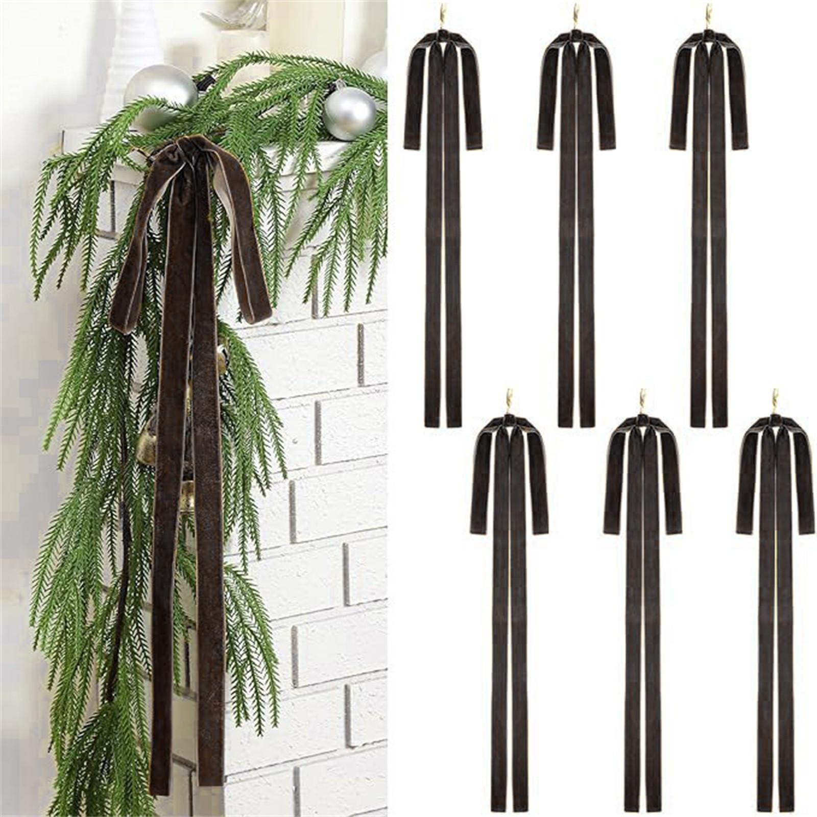 

Бархатный бант, подвеска для украшения, бант для украшения рождественской атмосферы, рождественские украшения One Size кофейный