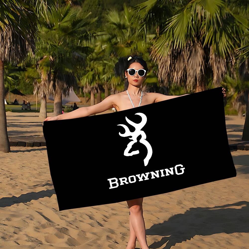 B-Brownings Logo Anime Beach Swimming Towel Soft Absorbent Washcloth Children's Gifts for Kids Travel Camping Gym