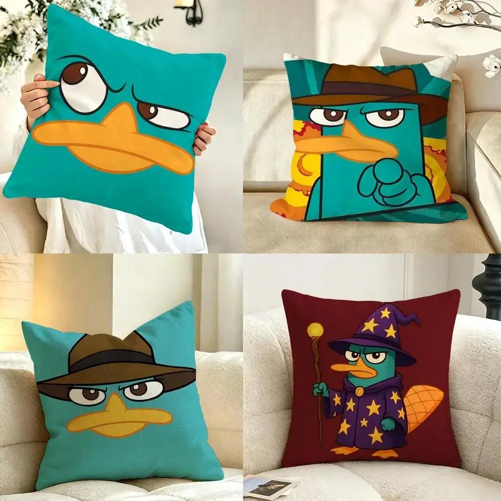 Cartoon PPhineasaandFFerb Kissenbezug Kissenhülle Milbendicht Kissenbezug Seidiger Kurzer Plüsch Sofakissenbezug heiß