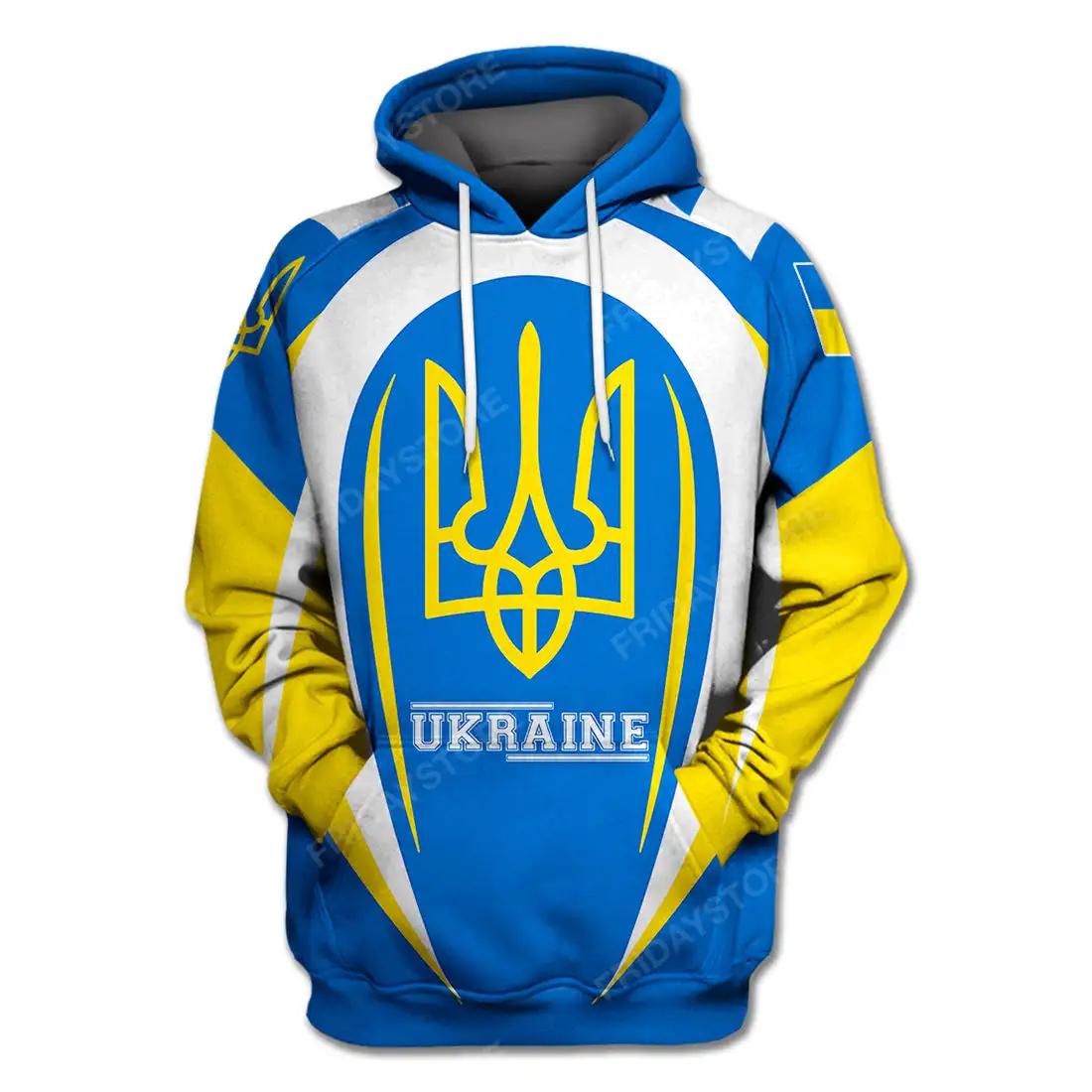 Wendy 3 Oekra&iuml;ense T-shirt Oekra&iuml;ense vlag badge blauw geel hoodie Oekra&iuml;ense rits hoodie herenkleding 3XL