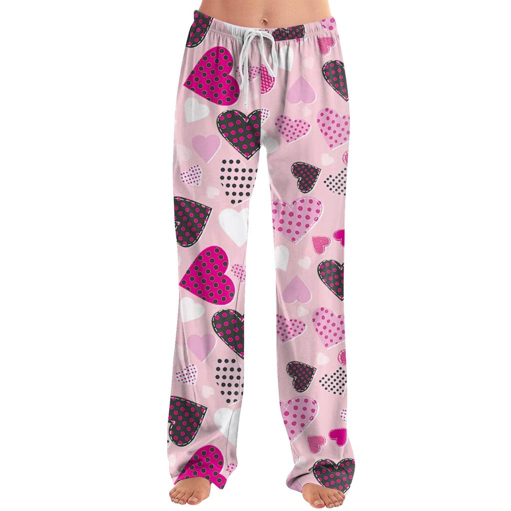 Damen Pyjamahose Nachtwäsche Lässige Hose mit Kordelzug und elastischer Taille Bequeme gerade lockere Yogahose