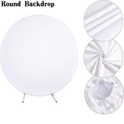 Ny Enfärgad Rund Bakgrundsöverdrag Elastisk 4FT Cirkelbågsställ Överdrag Polyester Stretchig Bakgrunder Bröllop
