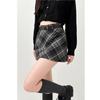 High-Waisted Plaid Slit Skirt - Plus Size Korean Style Retro Slimming Women's Fashion 2025 Autumn