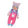 Life Like Doll Jumpsuit with Hat and Shirt Breathable Doll Suspenders Pants for 43cm Doll Easy Dressingup for Toddler