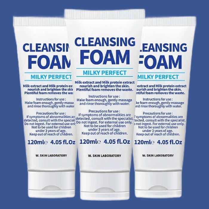 W Skin Research Institute Cleansing Milk Foam Milky Perfect Cleansing Foam 120ml x 3 (30467514)
