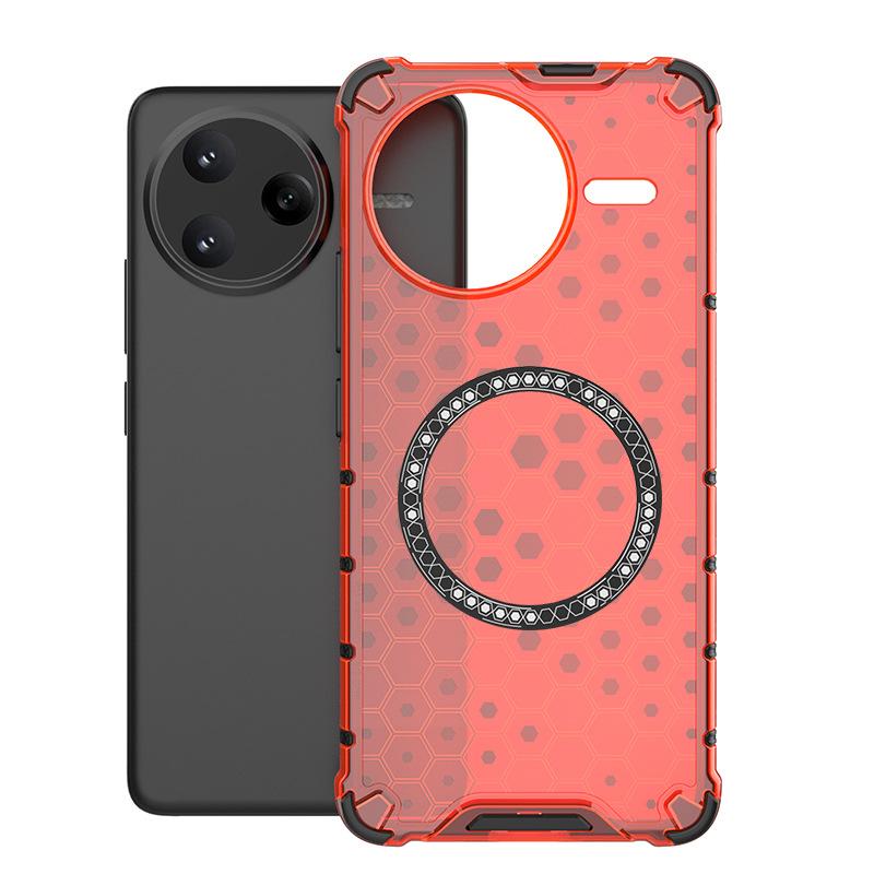 Applicable to Xiaomi Redmi K80Pro Honeycomb Magnetic Mobile Phone Case Redmi K70Pro Airbag Redmi 14C Protective Case