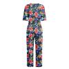 Damen Pflege-Jumpsuit für ältere Menschen mit Blumenprint, Kurzarm, Reißverschluss hinten, Loungewear-Stil, Anti-Strip, Anpassungsfähiger Strampler