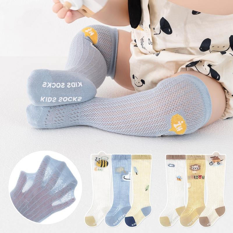 3Pairs/set Mesh Socks For Babies Casual Children's Cotton Loose Over Knee High Socks Non-slip Summer Cartoon Print Sock