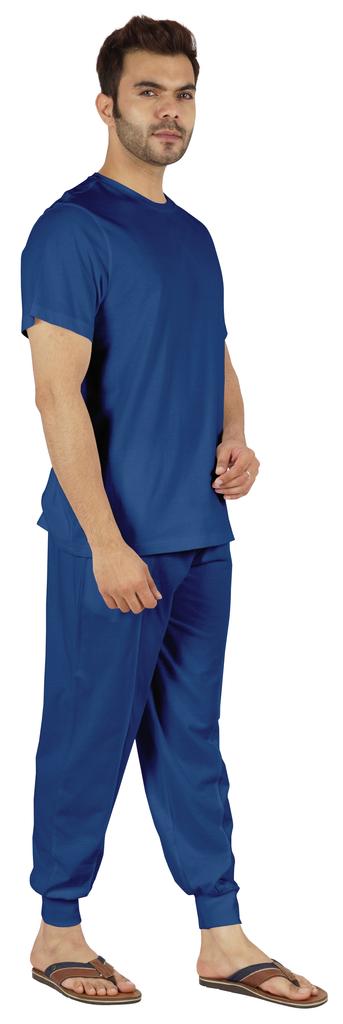 Inkmeso Solid Nightwear For Mens 2 Piece Sleepwear T-shirt And Pants Pajama Set Short Sleeve Pjs Loungewear