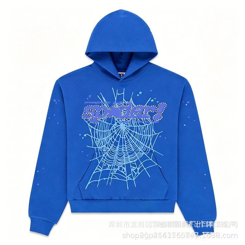 Sp1der Rapper YoungThug Same Foam Letter 555555 Couple Hoodie Pink Sweatshirt