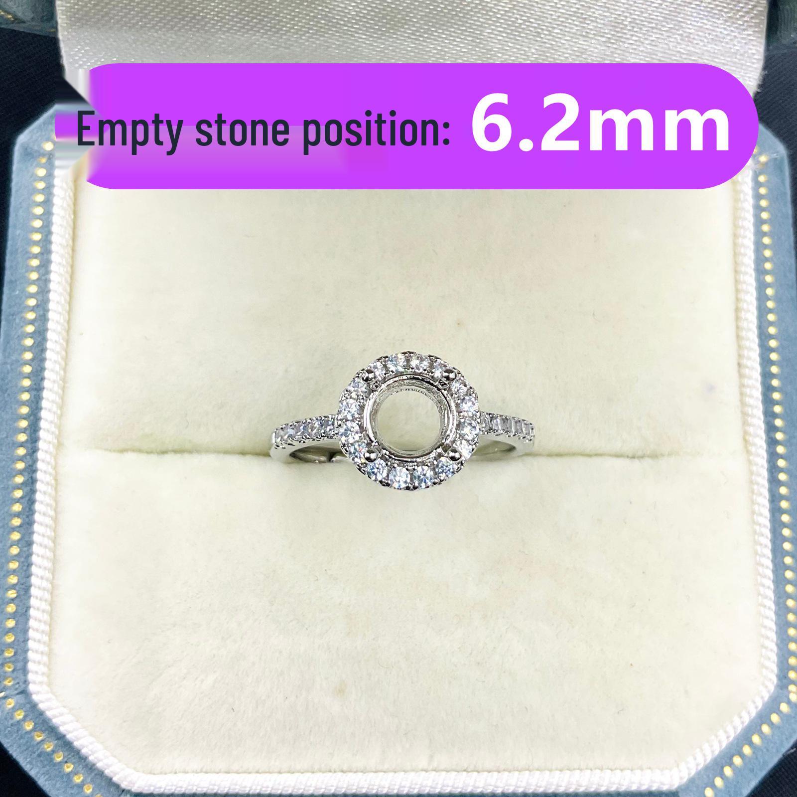 

6.2mm Round Inlay CZ Diamond Ring Setting - High-End DIY Jewelry Accessory Adjustable Size
