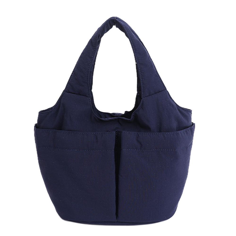Multi-pouch Simple Commuting Tote Bag Large Capacity Solid Color Handbag Folded Bucket Bag  Unisex