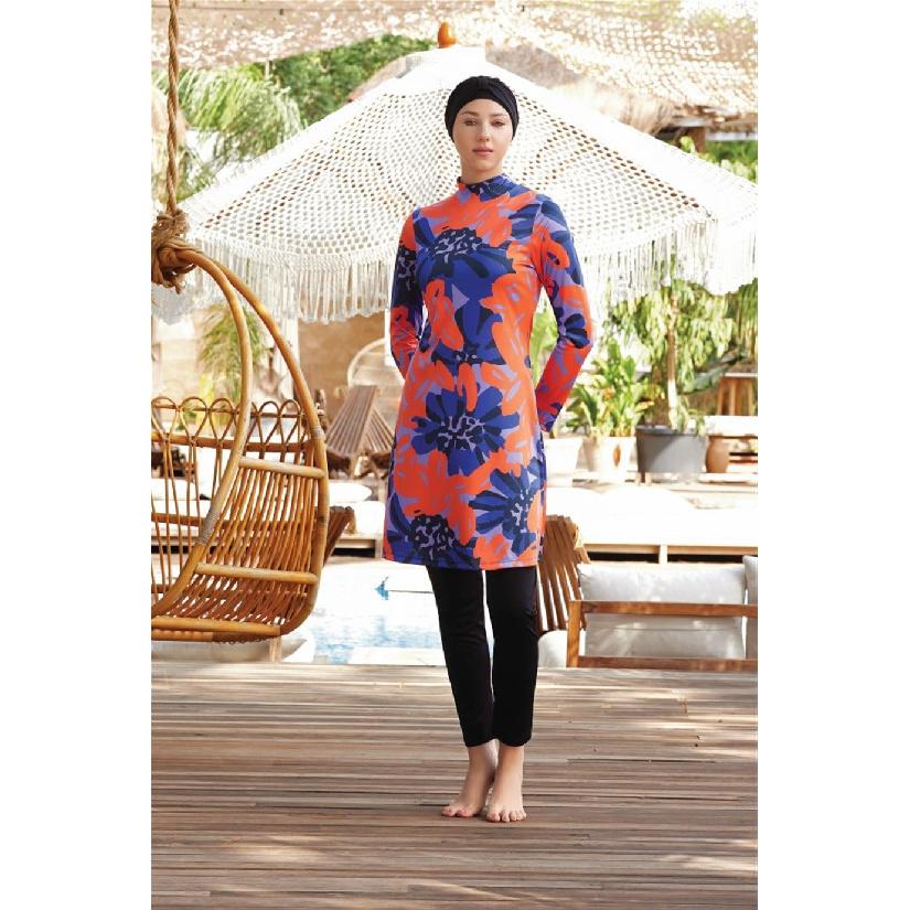 Swimsuit Women Set, Hijab Burki Set,Islamic Swimwear, Muslim Swimwear, Women Burkini,4 Pieces Set; Trousers, Tunic, Scarf, Bustier.