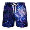 3D Printing Electronic Chip Short Pants Men Summer Beach Shorts Cool Street Circuit Board Graphic Swimsuit Gym Surf Swim Trunks