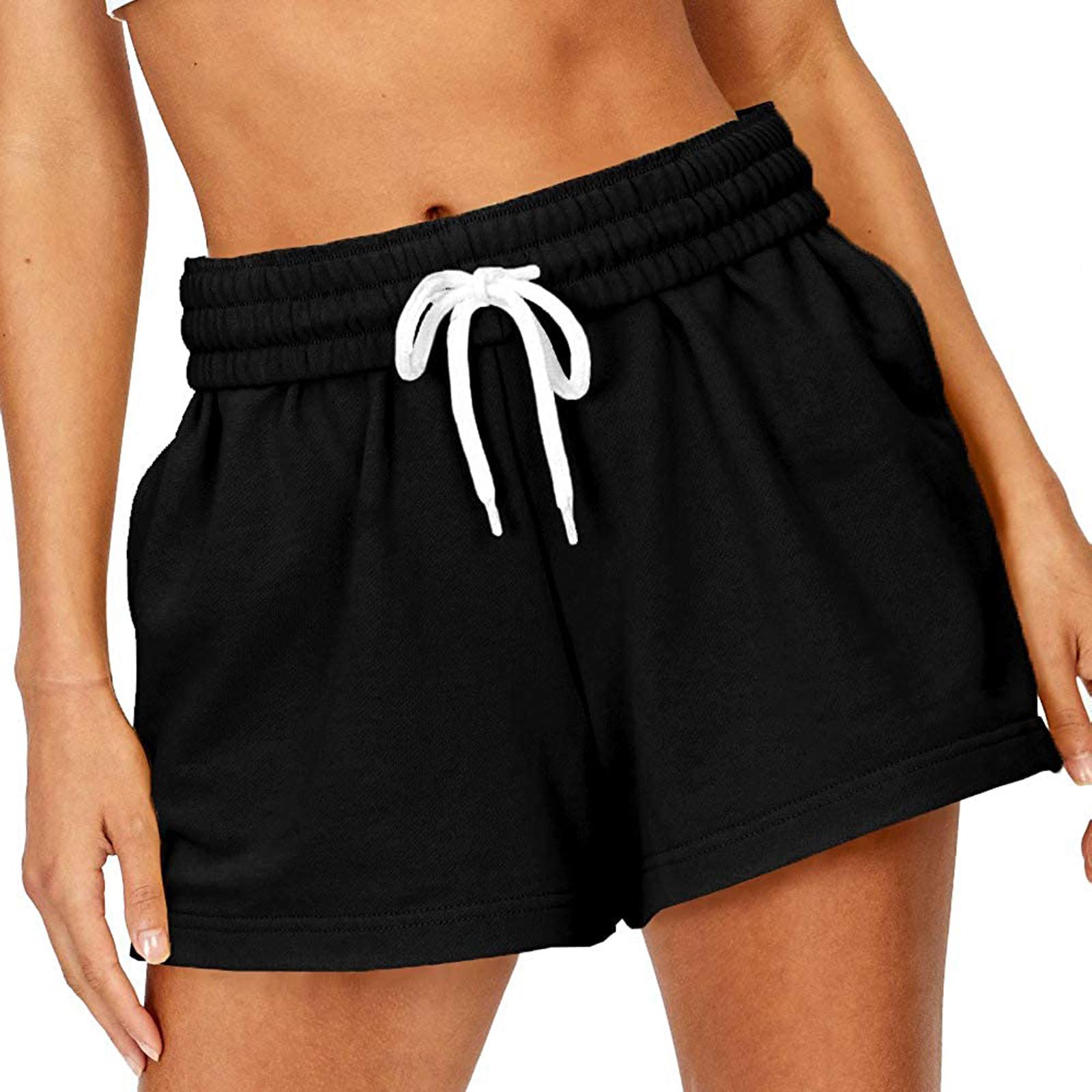 

Womens Shorts Casual Summer Drawstring Comfy Sweat Shorts Elastic Running Shorts L чорний