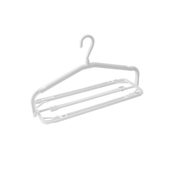 

Telescopic Clothes Hanger Folding Durable Plastic Coat Hanger Non-Slip Widened Shoulder Support Clothes Stand Space-Saving Multi-Functional Drying 1pc білий