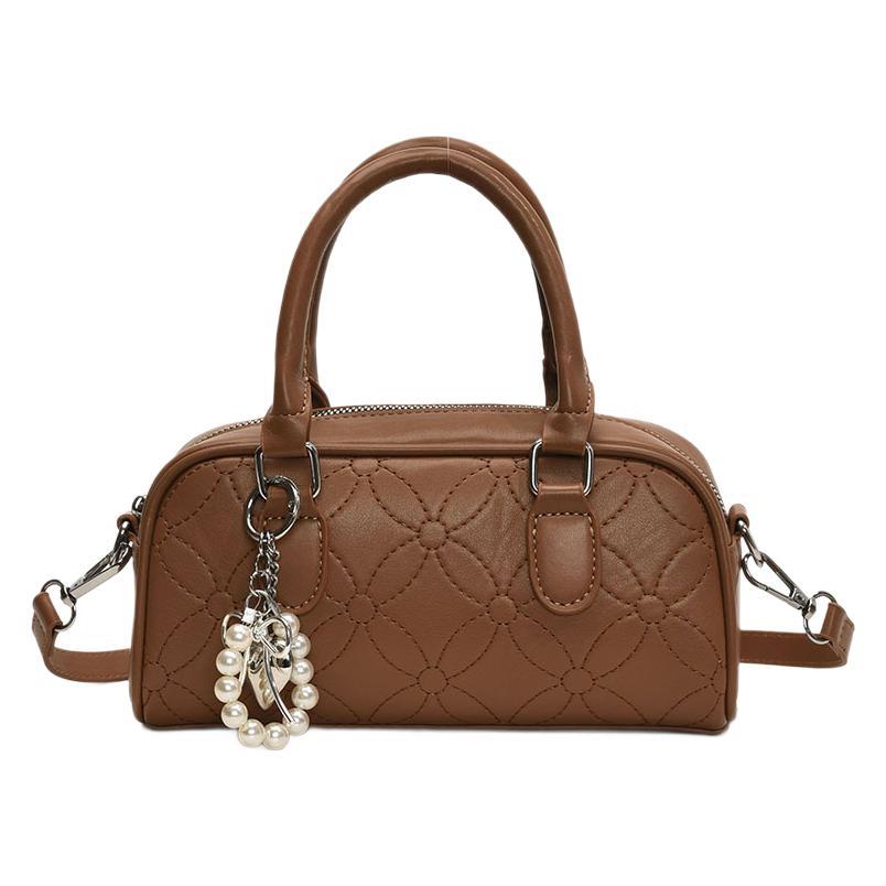 2025 new women's bag versatile single shoulder oblique span women's bag embroidered rhombus small bag shell bag