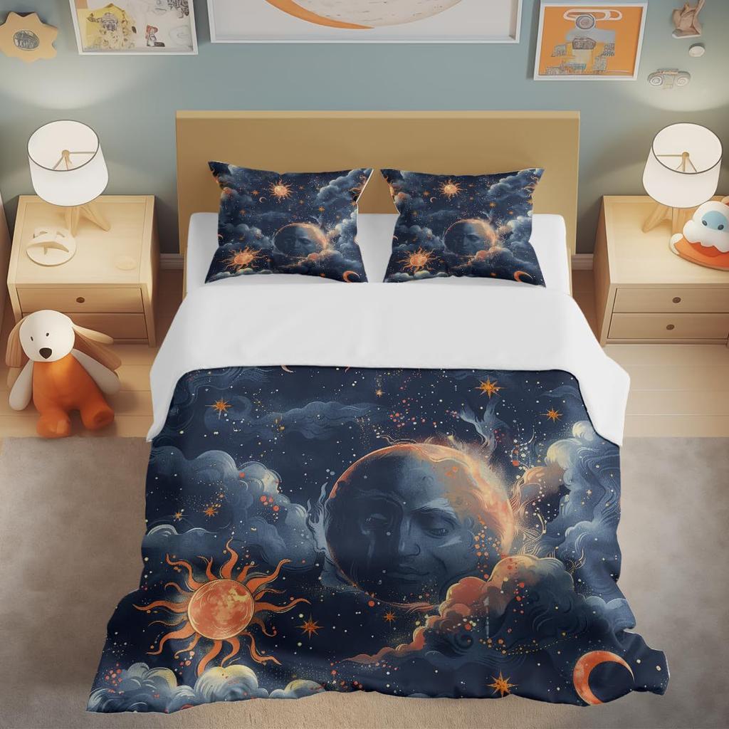 Moon Night Sky Print Bedding Bedroom Set Duvet Set Three-Piece Set
