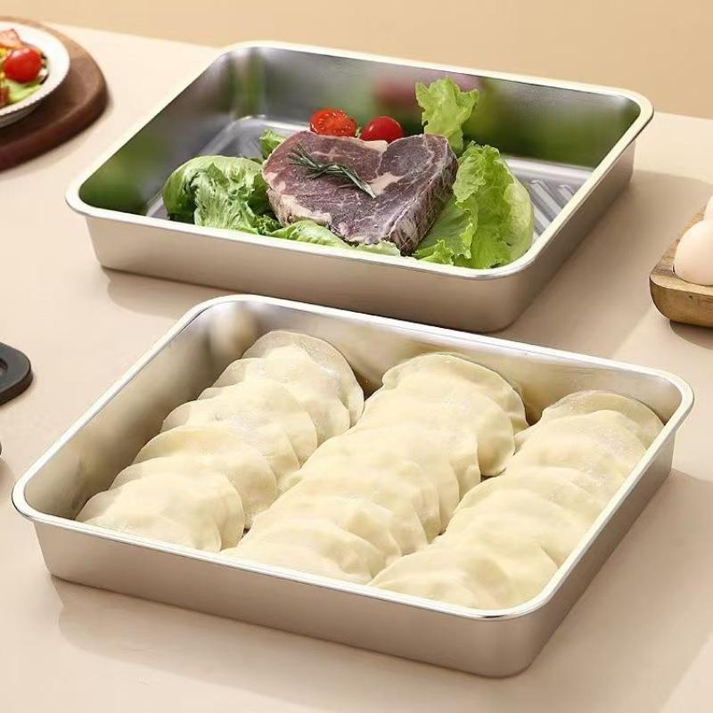 Kuchyňský úložný box Organizér do lednice Nerezové nádoby na potraviny Podnos na knedlíky Ovoce Zeleninu Maso Dort