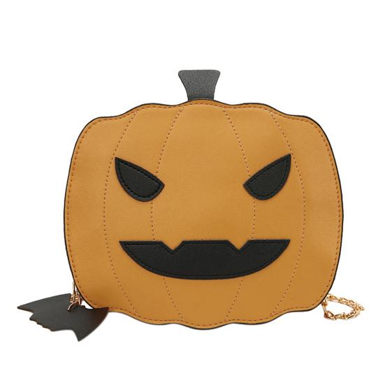 Halloween Pumpkin Bag Spooky Pumpkin Purse Crossbody Pumpkin Bag with Chain Shoulder Strap for Parties or Trick-or-Treating