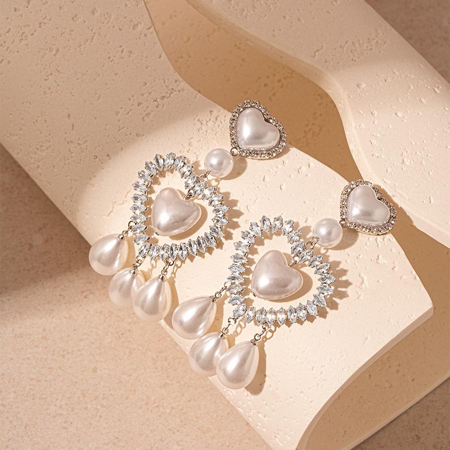 French Vintage Zircon Pearl Earrings - Elegant Retro Studs