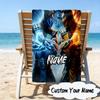 Custom Name Thunderous Warrior's Kombat Microfiber Beach Towel Super Soft & Absorbent for Bath, Beach, Travel  Bath Time Accessory, Fan Gifts