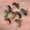 1Pcs #10 Brass Bead Head Fast Sinking Nymph Maggots Bug Worm Flies Trout Fly Fishing Lure Bait