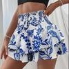 Women's Fashion Floral Skirt Pleated Skirt Ruffle Printed Short Skirt