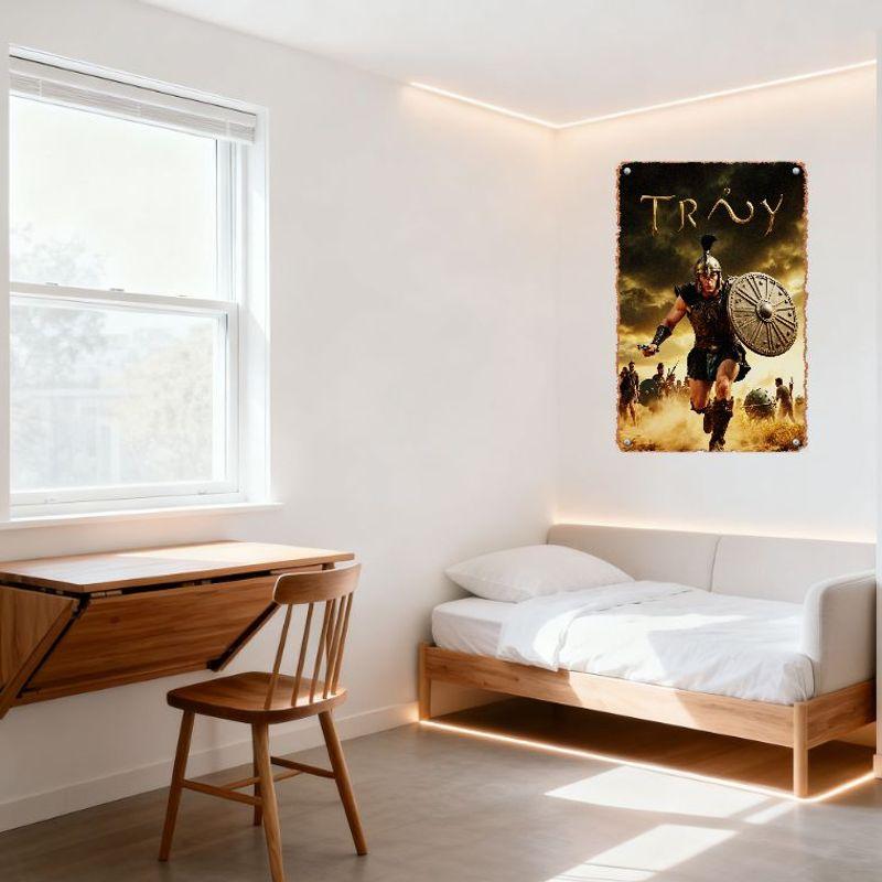 Troy Movie Ancient Greek Warrior Metal Tin Sign Vintage Aged Distressed Wall Plaque for Man Cave Bar Home Decor