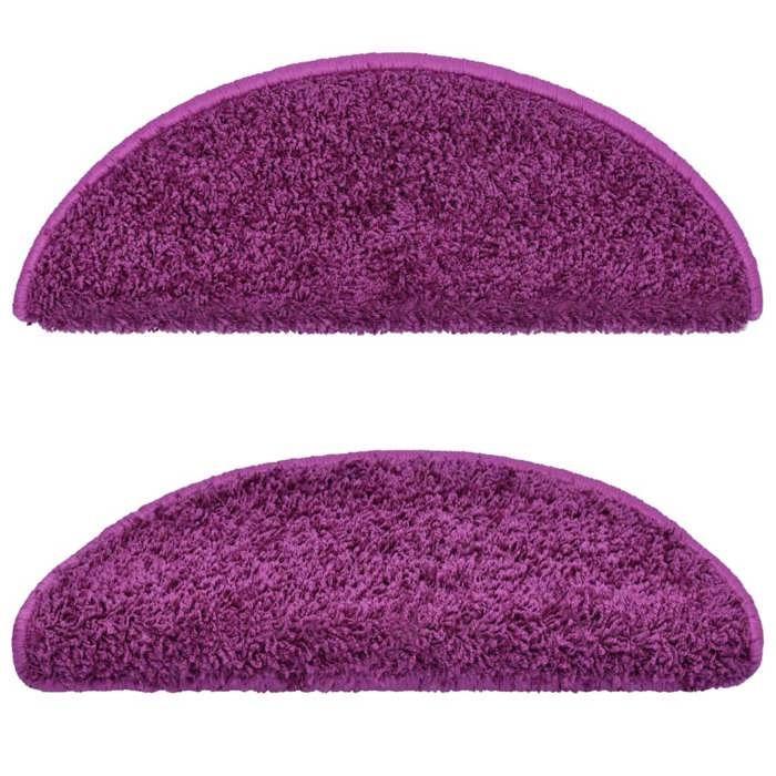VidaXL Tapis d'escalier 15 pièces 65 x 21 x 4 cm Violet Demi-rond Grand 133905