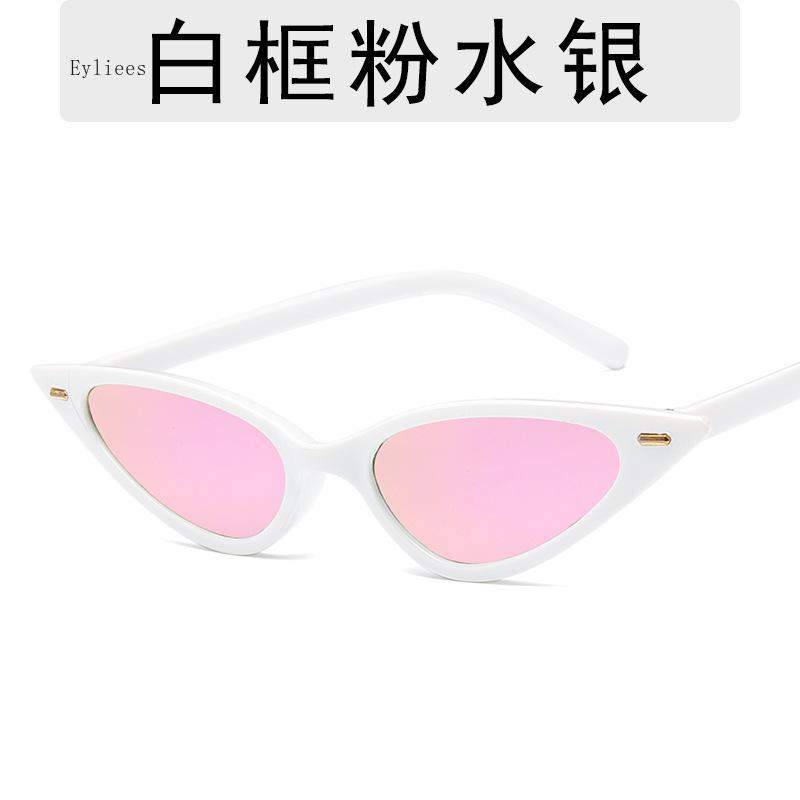 Small Cat Eye Sunglasses Women Brand Designer Vintage Rivet Narrow Triangle Sun Glasses Female Black Shades Streetwear Eyewear