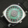 VINTAGE HAND-WINDING SWISS POKER FACE MENS REFURBISHED SEA GREEN WATCH A700946-5 R205a-a700946
