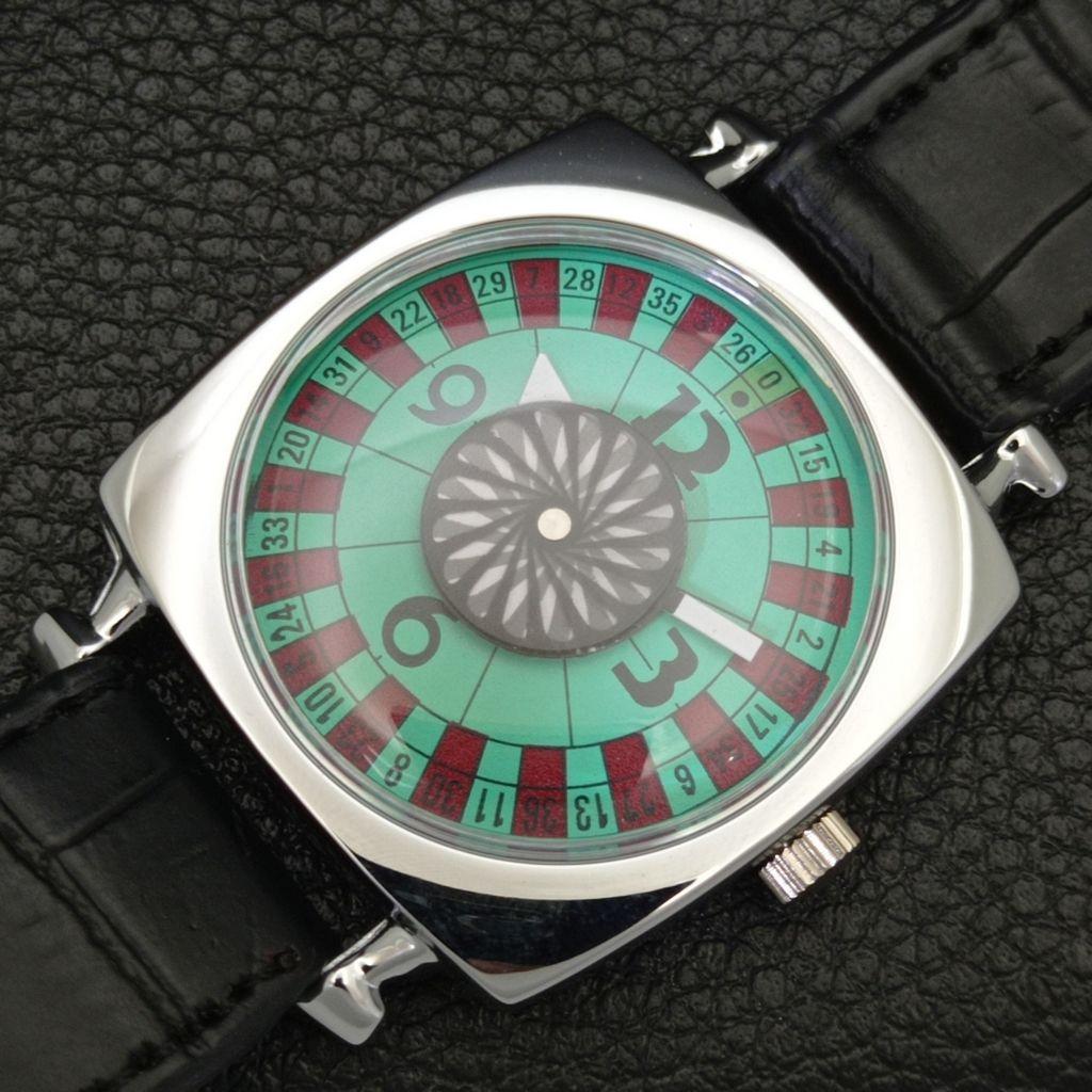 VINTAGE HAND-WINDING SWISS POKER FACE MENS REFURBISHED SEA GREEN WATCH A700946-5 R205a-a700946