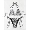 2025 Leopard Print Lace-Up Bikini - New European & American Swimwear