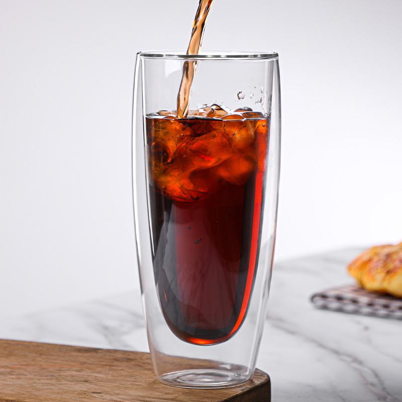 Double Wall Glass Coffee Milk Cup, Cold Drink Juice Beer Water Bottle, Household Bar Creative Drinkware, 600ml Large Capacity