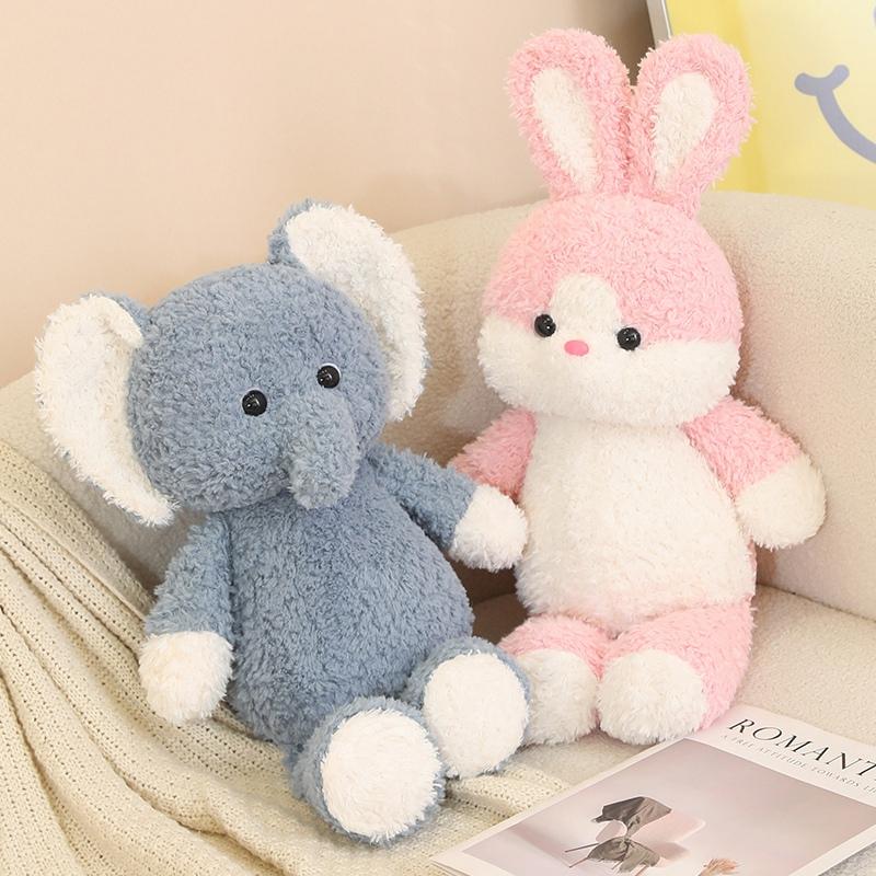 Cute Cartoon Brown Bear Pink Rabbit Plush Toy Soft Stuffed Animal Elephant Doll Home Decor Kids Gift