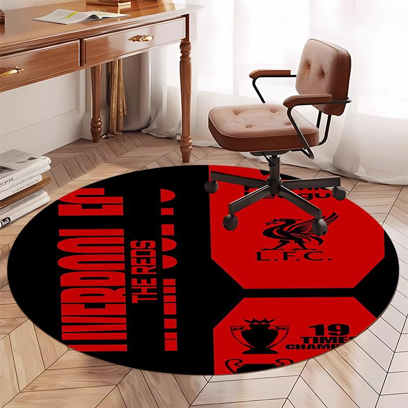 Alfombra Redonda Estampada del Liverpool Football Club Alfombra para Silla Alfombra de Área Felpudos para Entrada, para Silla de Oficina Sala de Estar Dormitorio Cocina.