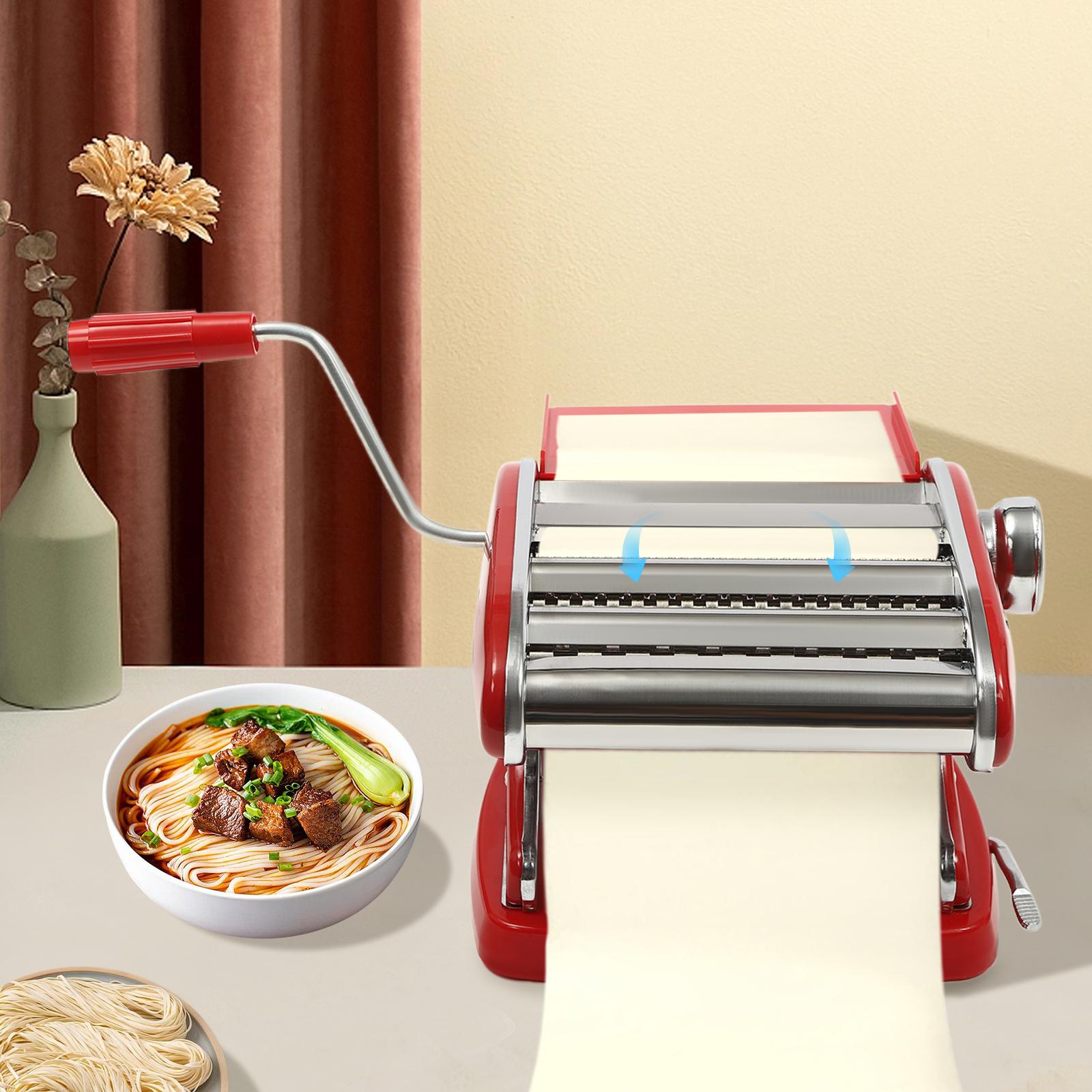 

Bymaocar Ручная маленькая лапшерезка на присоске, Инструмент для приготовления лапши из нержавеющей стали с регулируемой толщиной для дома и кемпинга красный