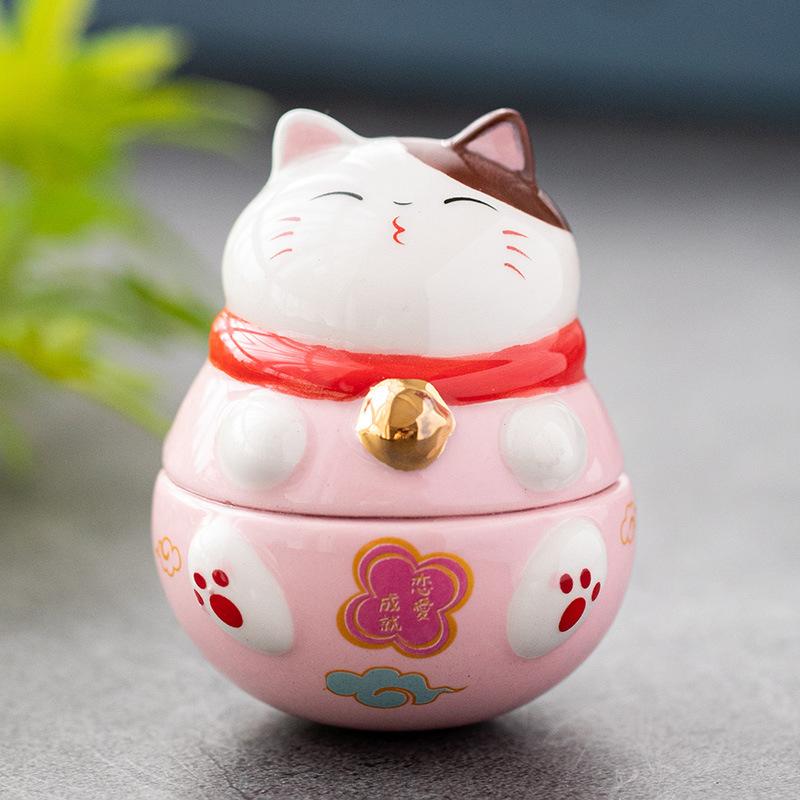 Japonský keramický hrnek pro štěstí Kočka Daruma řemesla Kreslené ozdoby Kočka pro štěstí Krajina Domácí dekorace Soška Kočky pro štěstí Figurky