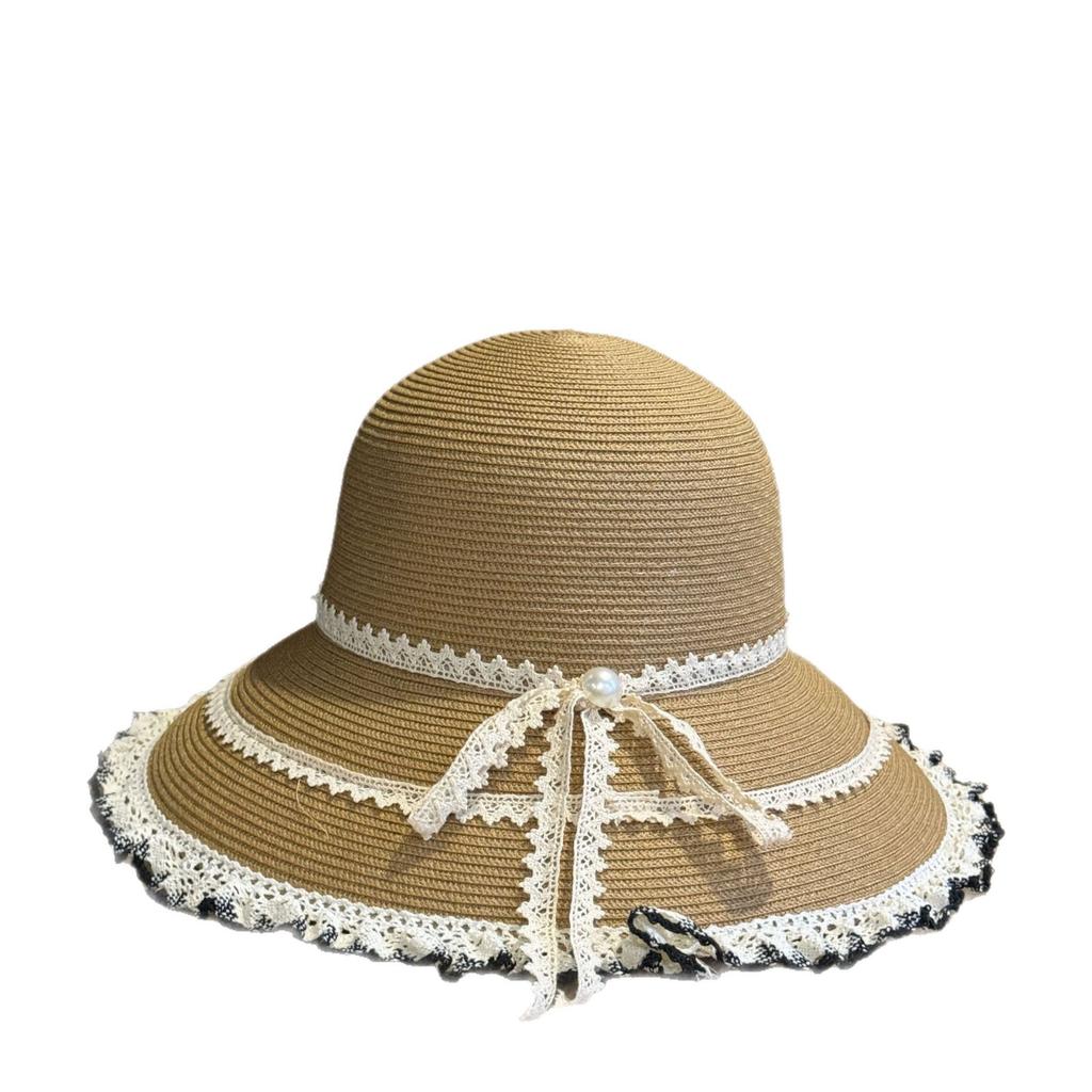 Seaside Flower Sun Hat Large Brim Straw Hat Women's Sun Protection Hat Straw Hat Sun Hat Casual Versatile Straw Hat
