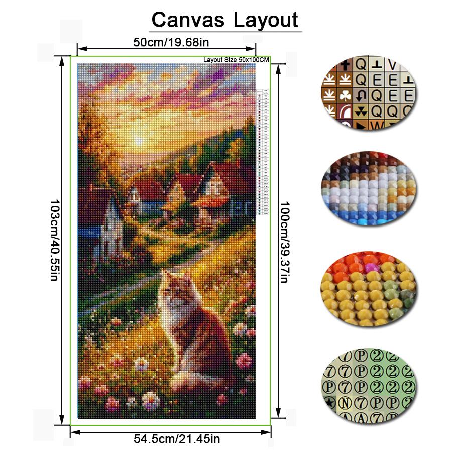 Large Size Diamond Painting New Collection Sunset House Cat Diy Full Square Round Drill Rhinestone Embroidery Animals Mosaic Cross Stitch Kits