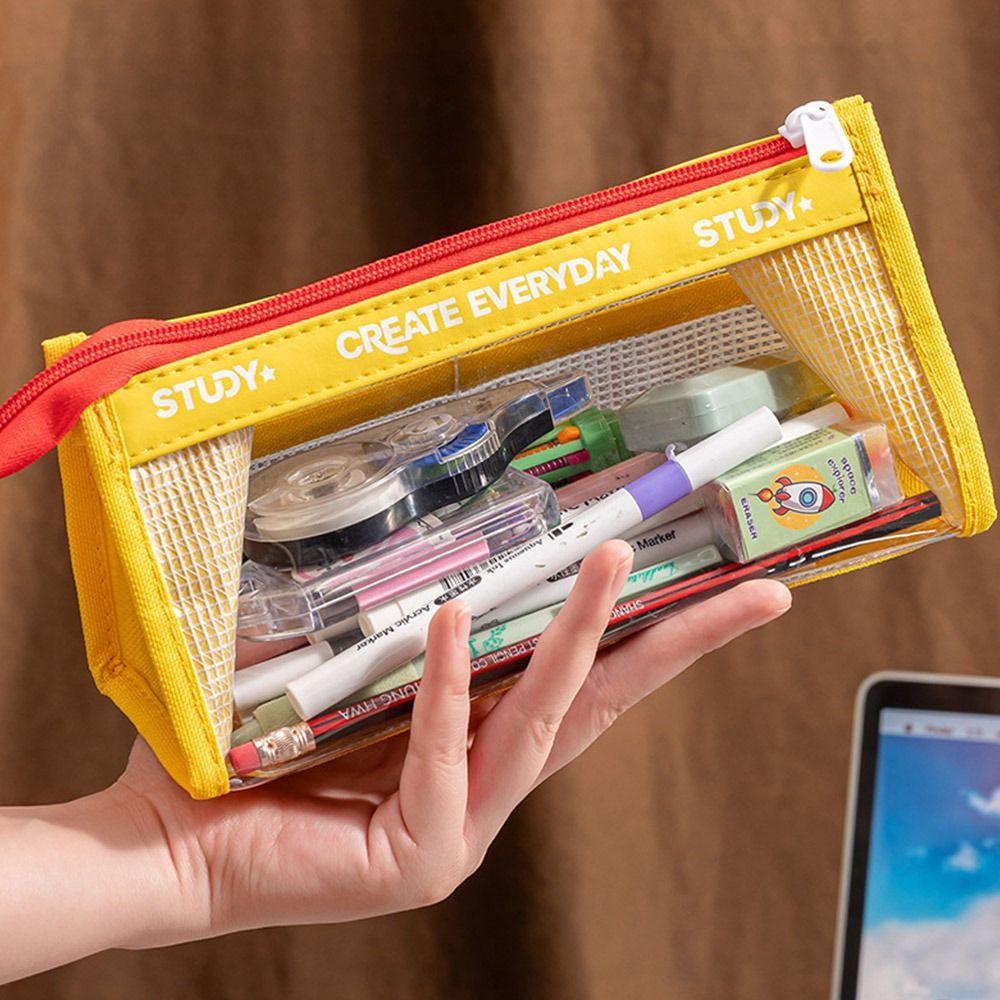 Visible Transparent Pencil Case Multiple Layers Stationery Organizer New Pen Bag for Students