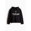 H M Loose Fit Printed Hoodie Black Five borougHs