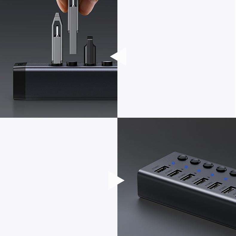 Ugreen 7-Port USB-C Hub with Power Delivery & Slate Gray Finish (CM481)