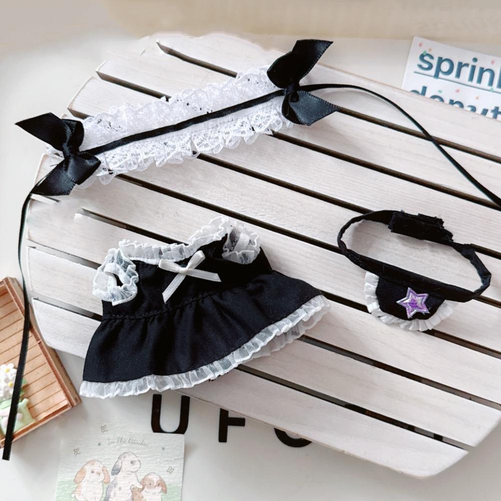 

Платье горничной 17 см Одежда Лабубу Звездный фартук Одежда для куклы Лабубу Детский подарок чёрный