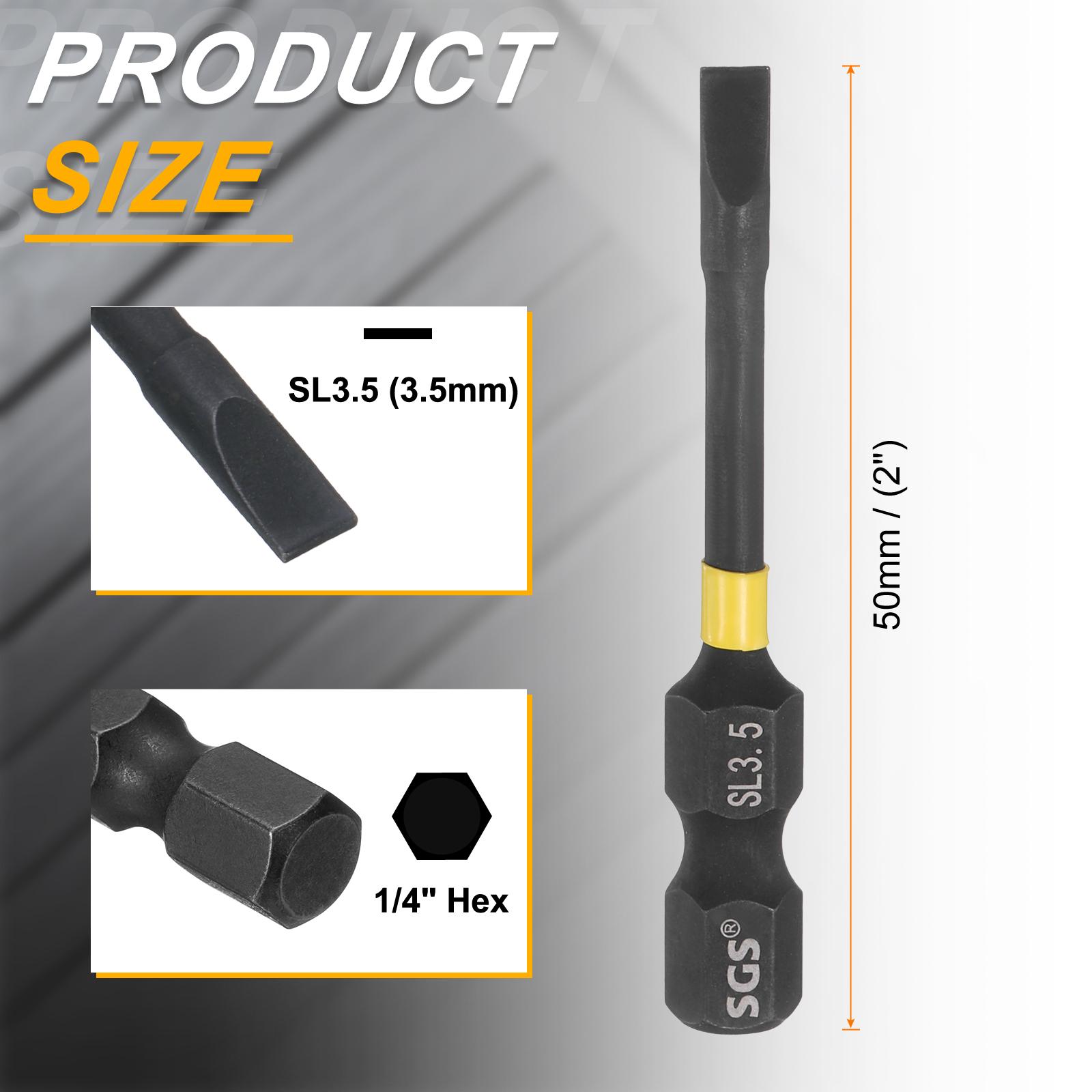 

SL3-SL6 Slotted Impact Screwdriver Bits 1/4 Hex Shank Magnetic Flat Head S2 Steel Screw Driver Drill Bits Electric Power Tool 1pcs